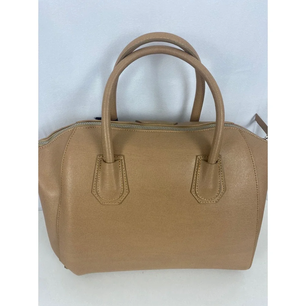 Laura Di Maggio Cappuccino Leather Satchel Crossbody Bag New zipper Minimalist,